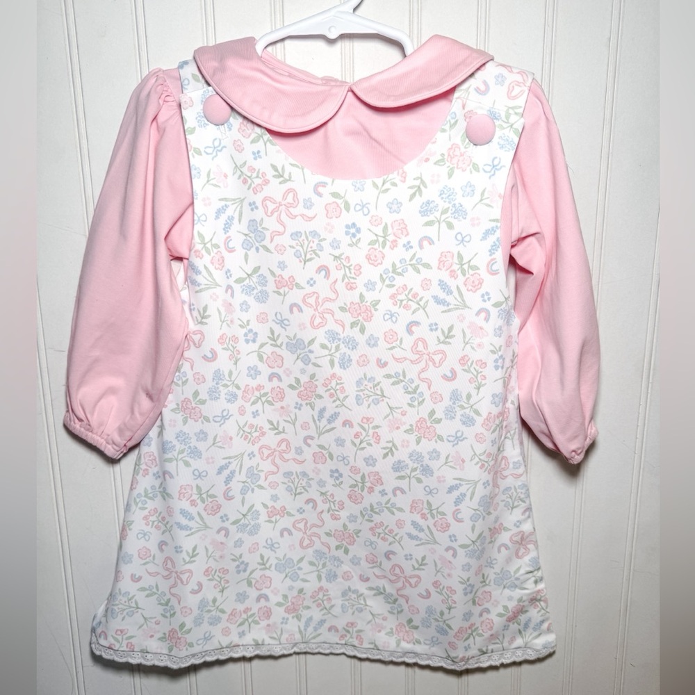 NWT Brynn + Bradley Grandmillenial Floral Girl Dress/Peter Pan Shirt Set
